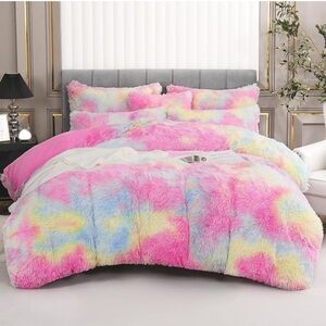 Morro morn colorfully fluffy duvet full/ queen 2 pillow cases 1 duvet new